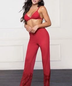 Seven 'til Midnight Lace And Mesh Bra And Pant Set