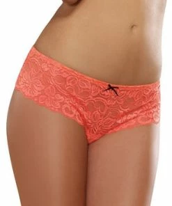 Dreamgirl Coral Lace Open Crotch Boyshort