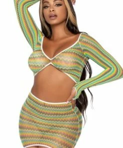 LEG AVENUE Summer Romance Net Top & Skirt Set