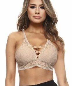 Yelete Nude Sheer Lace Caged Bralette