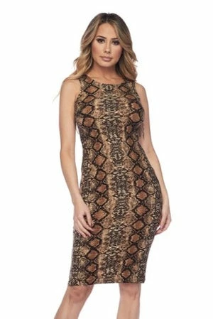 Yelete Snake Skin Print Bodycon Dress - Image 4