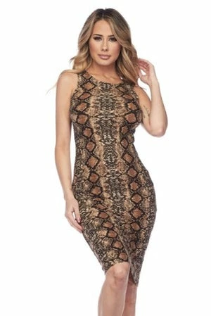 Yelete Snake Skin Print Bodycon Dress