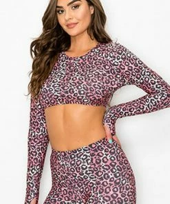 Yelete Casual Days Pink Leopard Print Crop Top