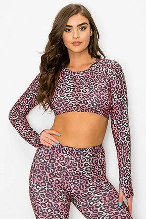 Yelete Casual Days Pink Leopard Print Crop Top - Image 3